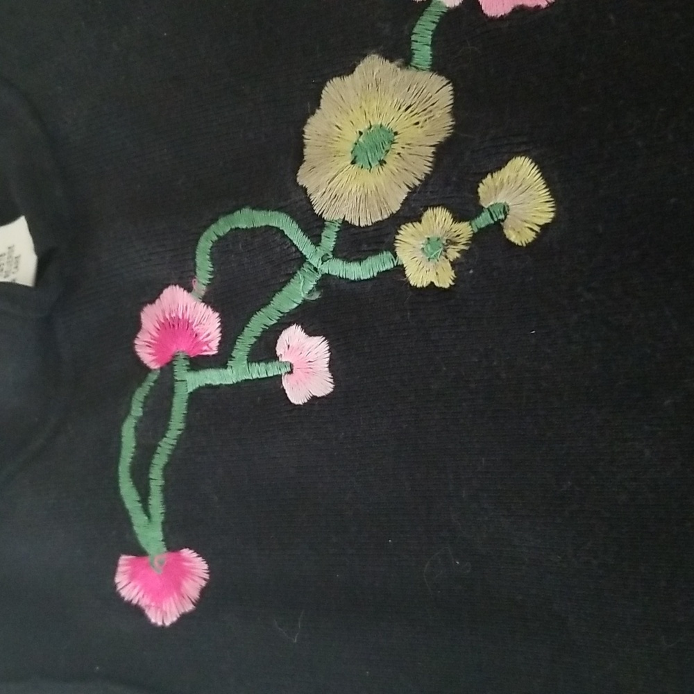 Vintage Cache sleeveless black shirt with collar and floral embroidery (M) - Picture 7 of 9